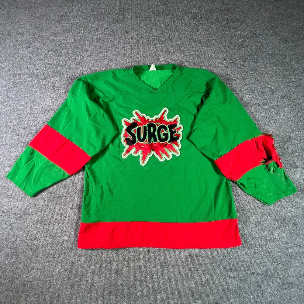 Vintage 90s Surge Citrus Soda Promo Hockey Jersey Athletic Knit Green Mens XL